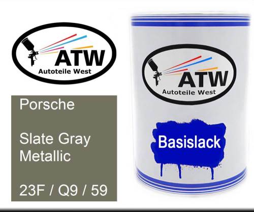 Porsche, Slate Gray Metallic, 23F / Q9 / 59: 500ml Lackdose, von ATW Autoteile West.